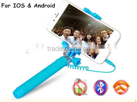 3.5MM Audio Cable Take Pole Selfie Stick - Self-portrait Monopod with cell phone clamp - Extendable Selfie Stick Monopad