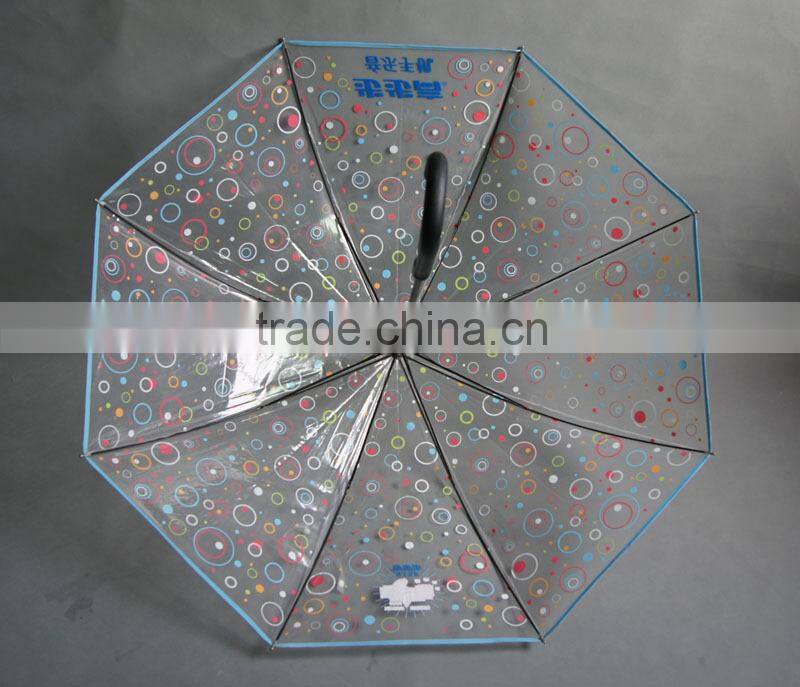23''x8k unique design straight auto open pvc transparent umbrella