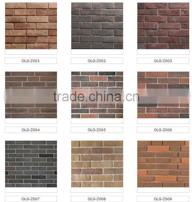 Thin artificial facades bricks