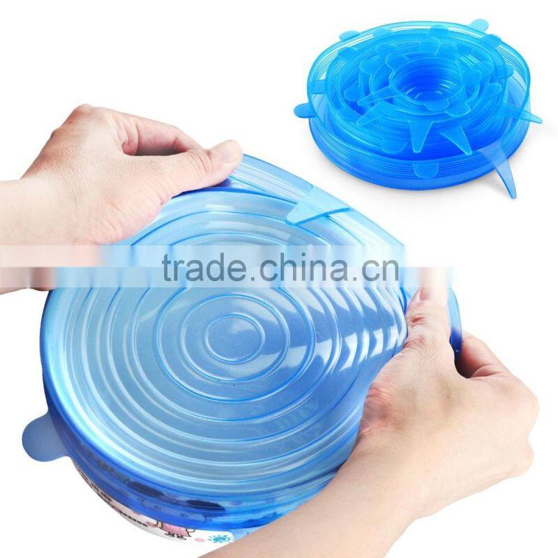 New Wholesale FDA food grade bpa free clear 6 sizes container replacement reusable as seen on tv silicone stretch lid