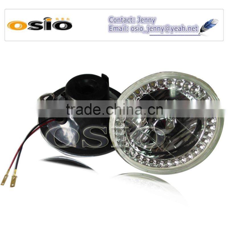 5' Round BMC CRYSTAL GLASS with Yellow LED HALO RING 12V/24V Auto Halogen Semi Sealed Beam Auto Halogen Lamp Install H4 or HID