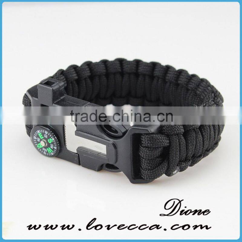 Paracord bracelet with compass, outdoor survival bracelet with whistles