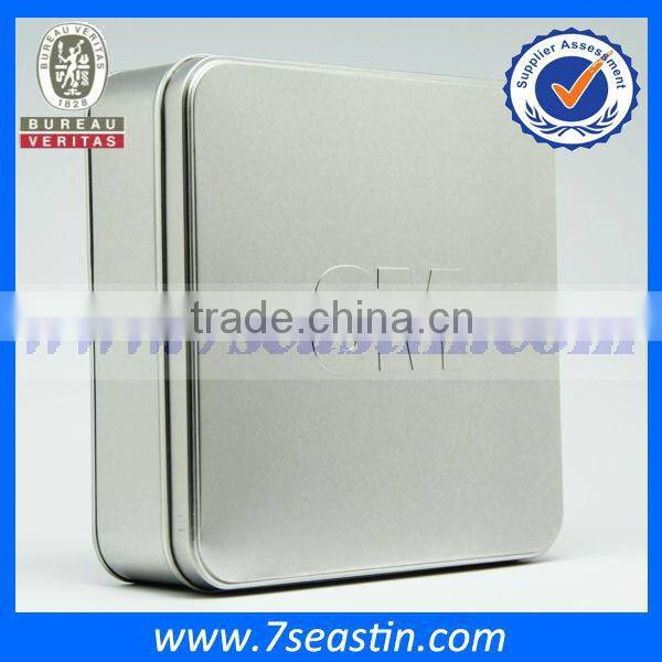 lunch tin box silver metal box
