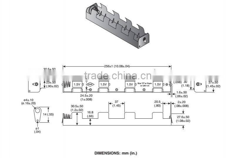 Cheap price 4 D cell battery holder with solder tabs