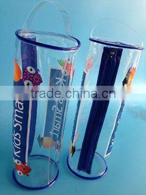 wenzhou cangnan wholesale clear plastic transparent pvc cylinder shape pencil case for man