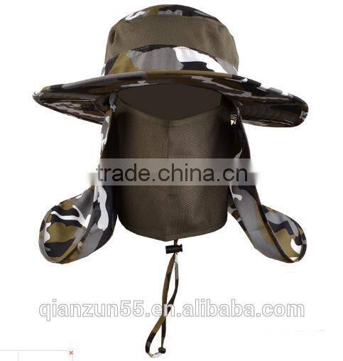 360-degree outdoor jungle hat shawl neck UV sun protectionce neck cap summer camo mesh vented bucket hat