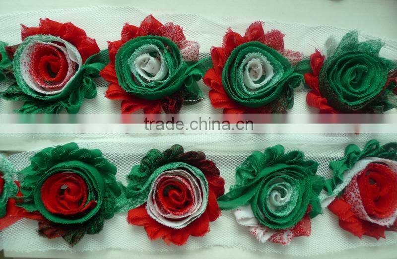 pure color artificial chiffon fabric flower handmade hair accessories