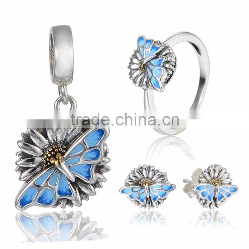 Luxury Silver Jewelry Set Wholesale Sterling Silver Cz Stud Earrings 925 Thailand Silver Earring Fashion Letter Pendant Jewelry