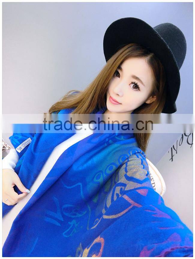 HIgh quality elegant embroidery scarf and shawl 2016