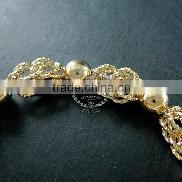 20cm 14K light gold plated brass faceted round beads link fashion DIY bracelet supplies 1900069