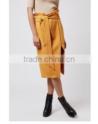 High Waist Split belts designer Straight leg pencil skirts Women Midi Skirts