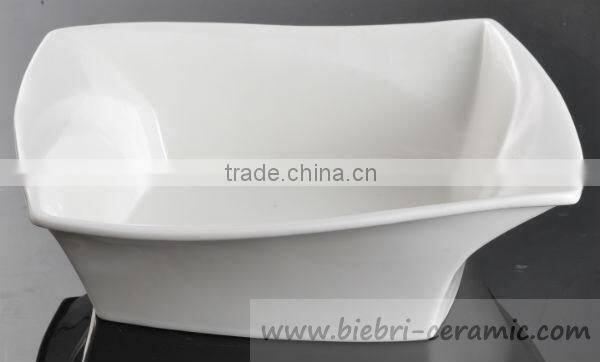 Wholesale Antique Super White Decal Printing Square Shaped Dessert Salad Soup Service Bowls Ceramic Porcelain Fine Bone China