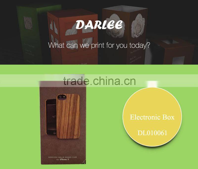 ShenZhen wooden color book shaped mobile phone case packaging box with hang hole