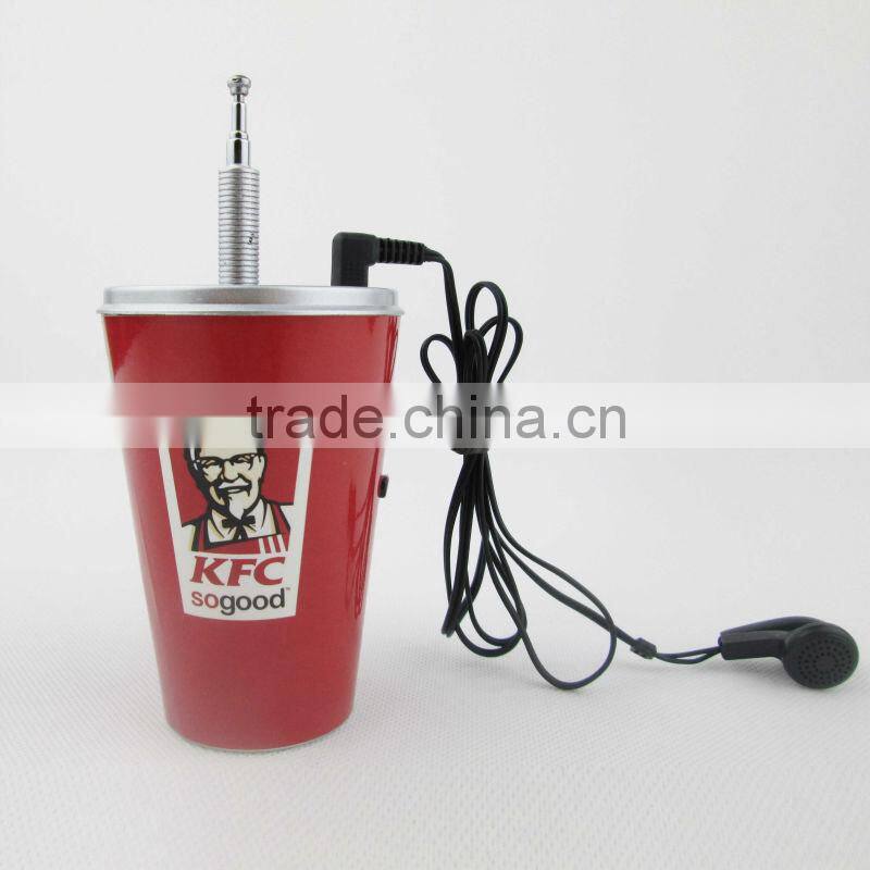 promotional gift mini cup fm radio
