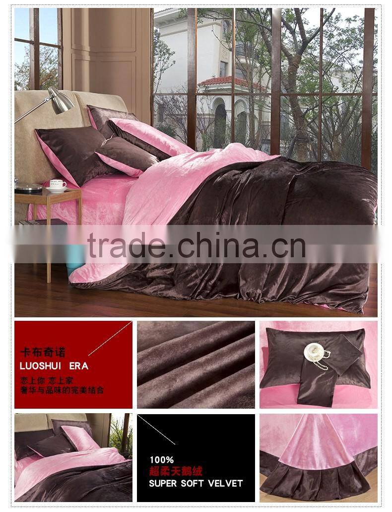 Flannel Fleece Winter Thick Duvet cover sets Coffee Full Queen King size 4pcs Warm Bedding set bedclothes Bedsheet/Bed linen