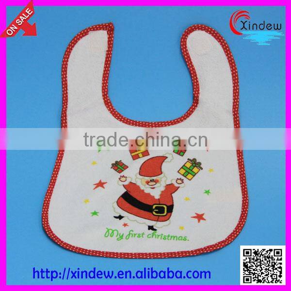 cotton printed Christmas bib with pattern of Santa Claus