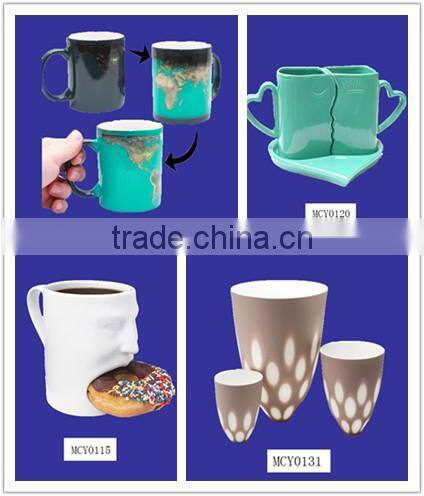 Wholesale novel Personalise Red ceramic tea cup with Teabag holder
