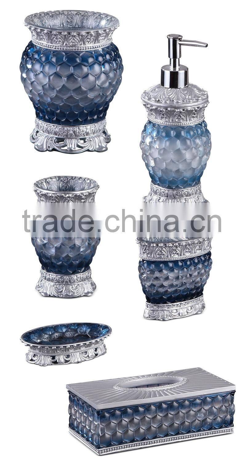 6 Pcs resin elegant Bathrooom Accessories Set, wedding gift bathroom accessory set