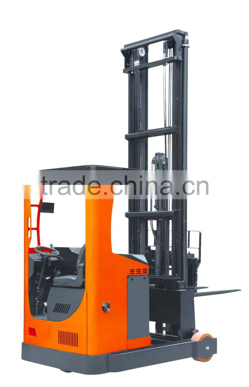 1 Ton electric reach forklift truck seated operation type with 2-stage mast and UAS CURTIS controller