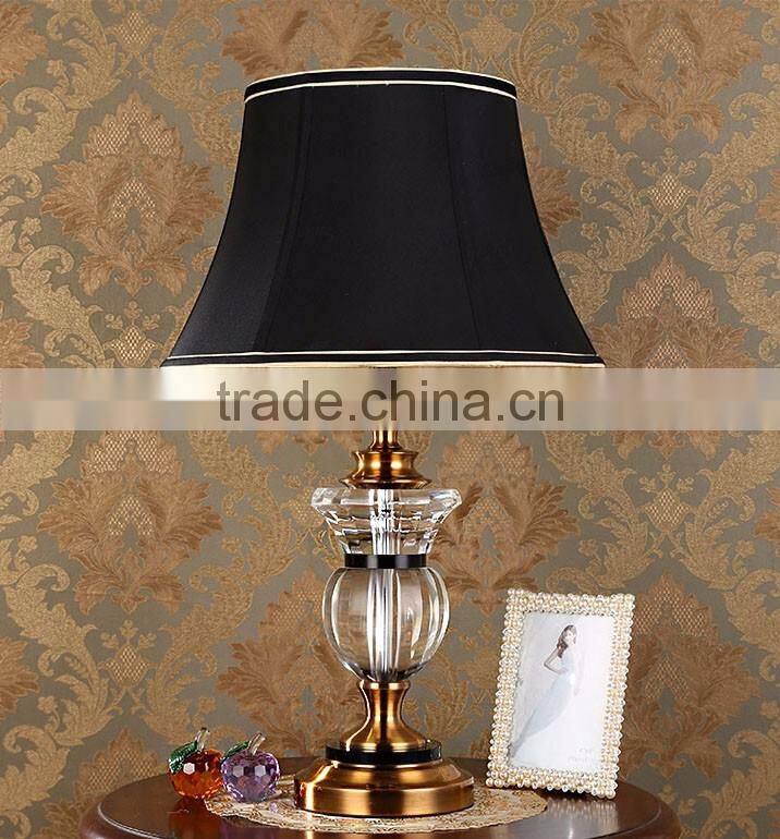 Clear K9 crystal table lamp with black lampshade