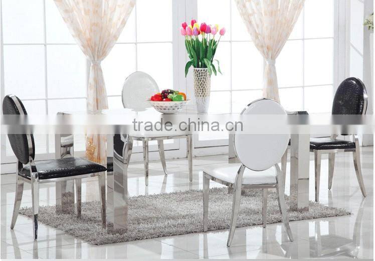 Stainless steel round back Moderm leather dining chair