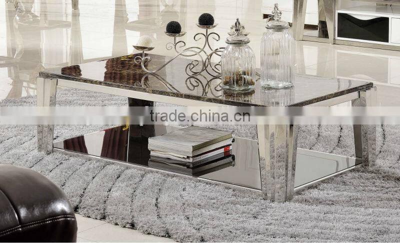 Stainless steel home furniture marble top coffee table C378
