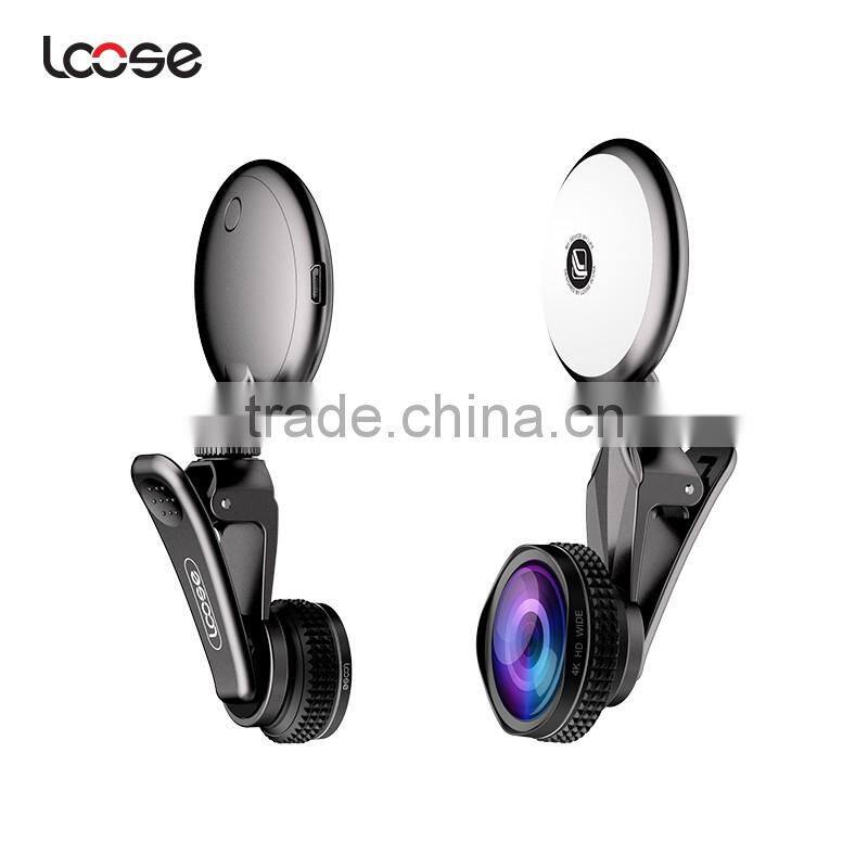 Wholesale Beauty RK19 selfie ring light Mobile phone 2 in 1 fisheyes lens Led fill light
