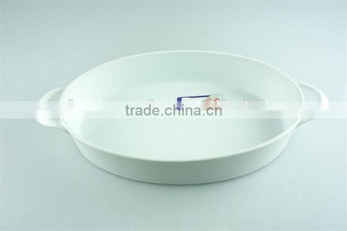 wholesale white cheap oval ceramic bakeware with handles in stock