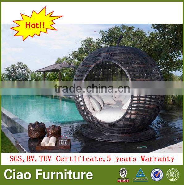 Garden wicker sun bed apple rattan daybed outdoor furniture