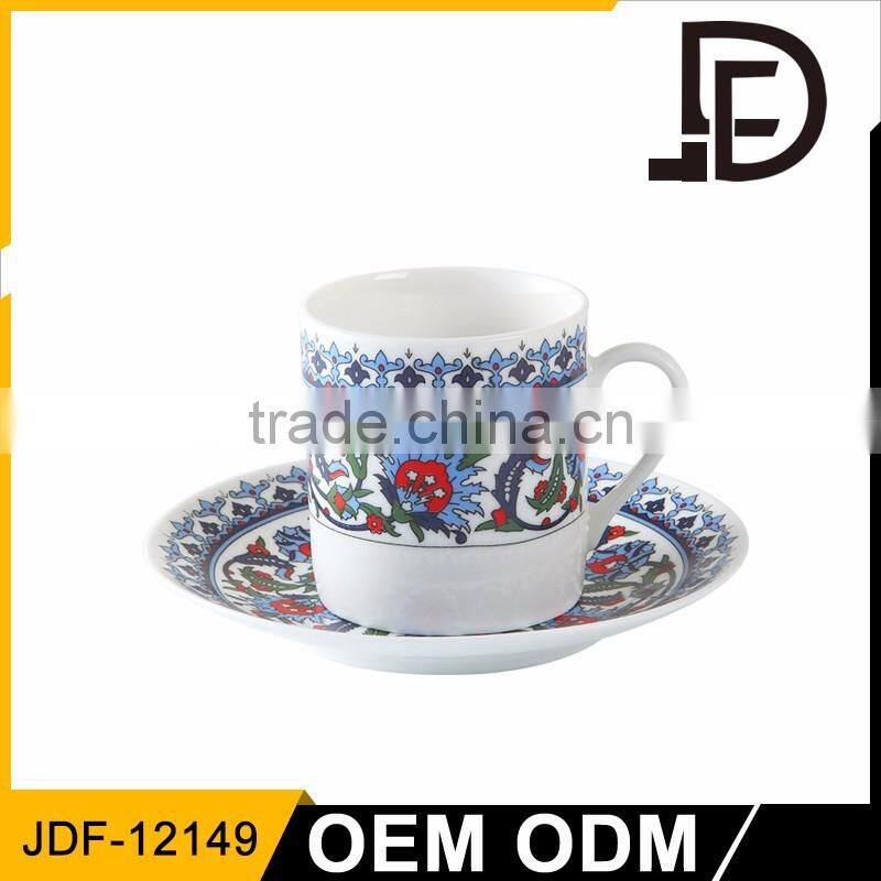 Arabic cup and saucer set porcelain cup set new bone china tea cup set