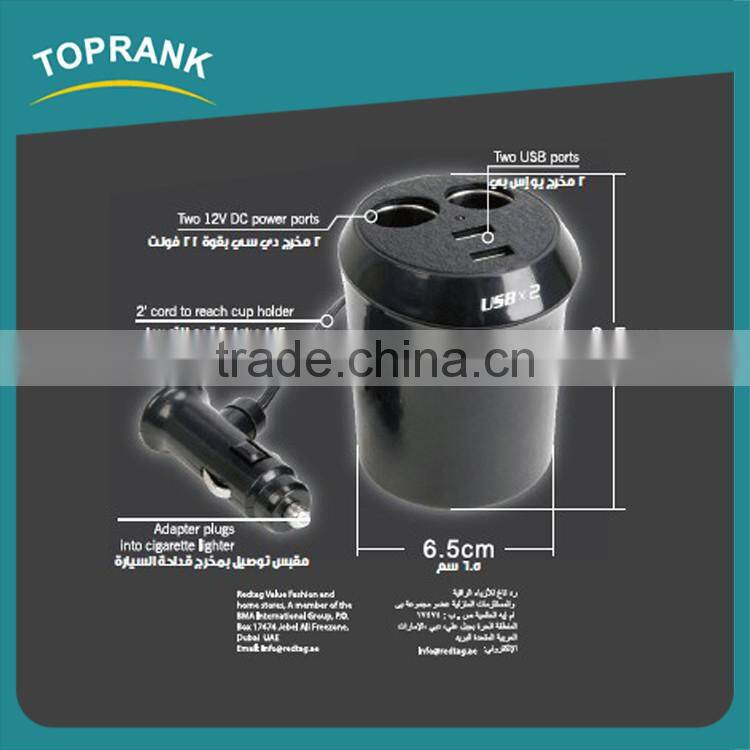 New design DC 12V 2 port cigarette lighter splitter adapter dual usb charger socket for car