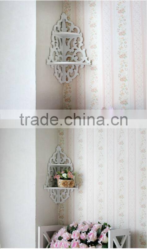 The wooden hanging around the corner,wall shelf