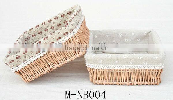Wicker storage basket with liner& willow food / bread basket