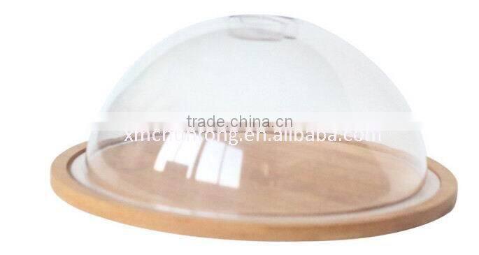Glass Cheese Dome with bamboo Board