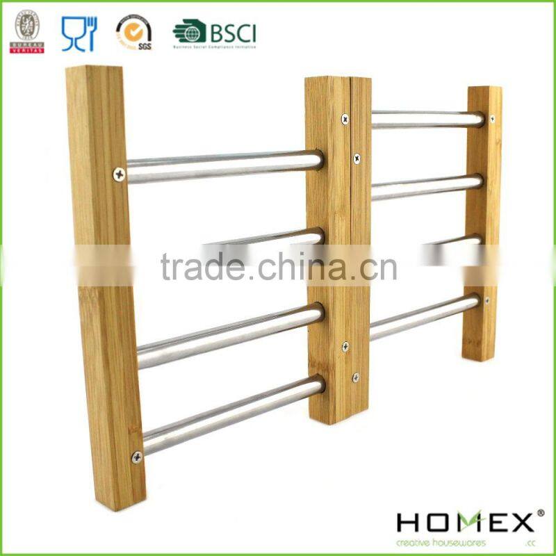 Expandable Bamboo Trivet Coaster with Metal/Homex_FSC/BSCI Factory