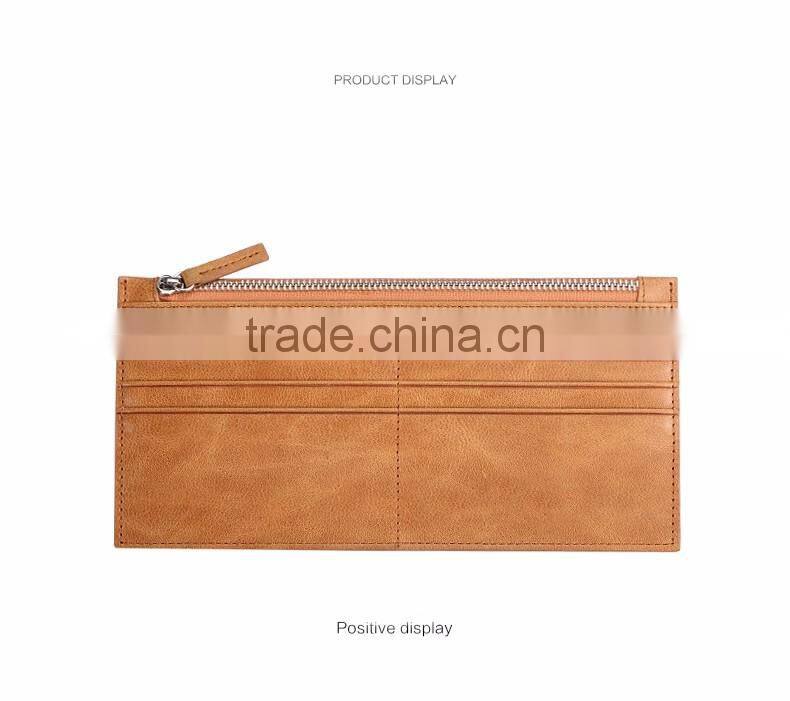 top cowhide leather tan color rfid blocking men zipper card holder wallet