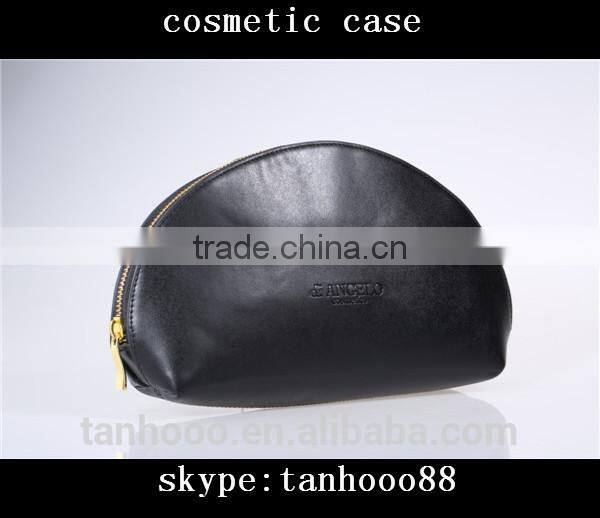 High Quality Black Shell Shape Makeup Case Leather Cosmetic Bag Case