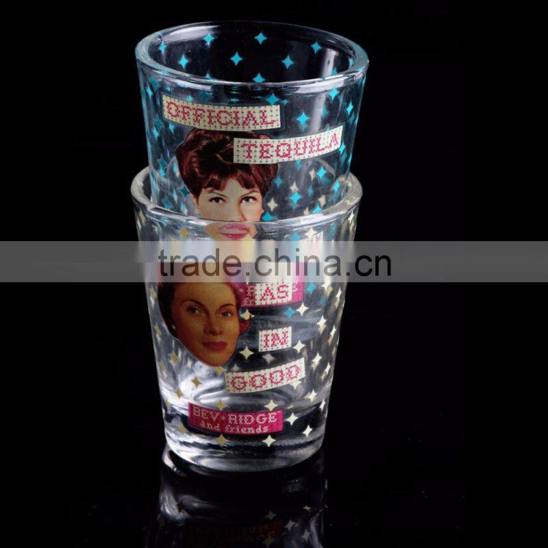 transparent custom silk decal printing glass mug for drinking