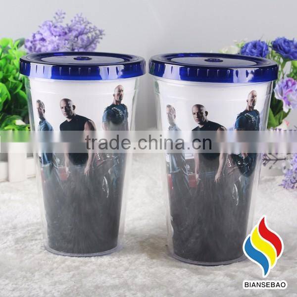 16oz double wall custom printed plastic cup