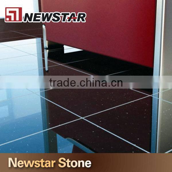 Black engineered stone black quartz tile flooring quartz price
