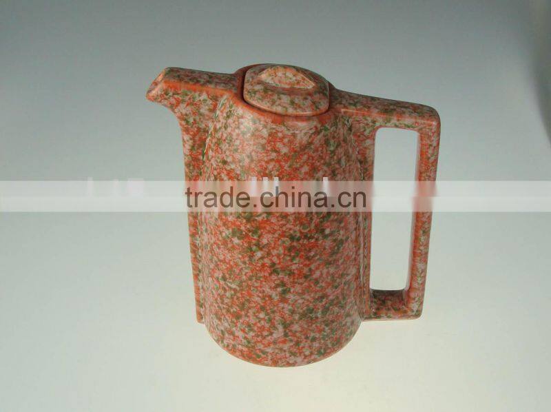 Promotional colorful ceramic water kettle with rectangular handle