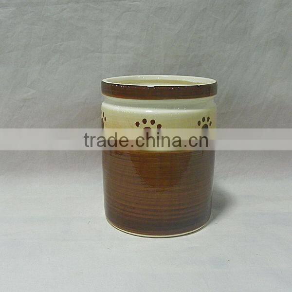 Column Brown Ceramic Dog Treat Jar