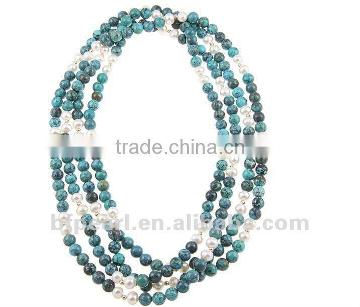 18" 10x14mm blue turquoise nugget necklace