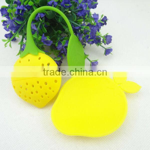 Lovely Strawberry Silicone Tea Infuser Strainer Herbal Spices Leaf by Silicone Strainer color yellow