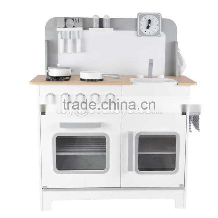 New style big size lovely pink girls toys wooden girls play kitchen W10C276