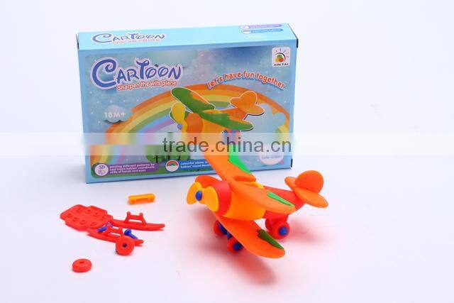 high quality cartoon ABS diy plane assemble toy with EN71