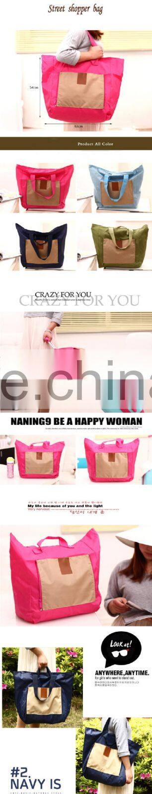 Korea Style Polyester Folding Travel Shopping Bag