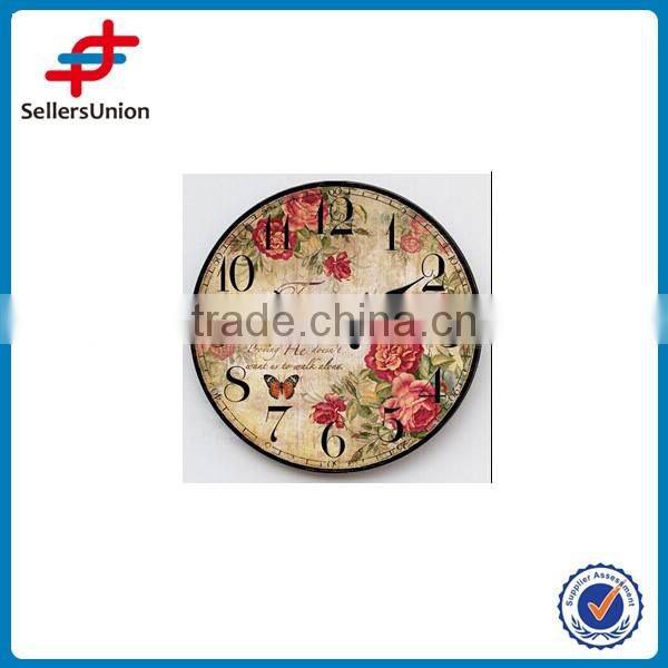 decorative wall clock with flower
