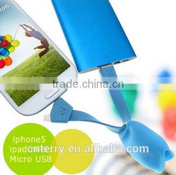 3 in 1 usb cable with keychain for iPhone &Samsung