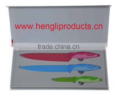 non-stick kitchen knife set in PVC pile coating tray gift box